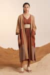 Buy_Cord_Brown Open Freya Linen Cape _Online_at_Aza_Fashions