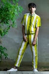 Buy_Runit Gupta_Green 100% Cotton Striped Pant Set  _at_Aza_Fashions