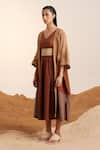 Shop_Cord_Brown Open Freya Linen Cape _Online_at_Aza_Fashions