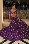 Buy_Vvani by Vani Vats_Purple Raw Silk Embroidered Lehenga Set For Women_at_Aza_Fashions