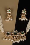 Buy_Namasya_Gold Plated Pearls, Stones, Beads Floral Pendant Choker Set _Online_at_Aza_Fashions