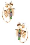 Shop_Outhouse_Gold Plated Crystals Sylphina Hoop Earrings _at_Aza_Fashions
