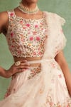 Shop_Priyanka Jain_Pink Organza U Neck Embroidered Bridal Lehenga Set _Online_at_Aza_Fashions