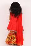 Shop_Lil Angels_Red Net, Silk, Cotton Sequins, Lace Draped Kurta And Sharara _at_Aza_Fashions