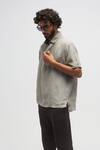 Terra Luna_Grey 100% Organic Handloom Cotton Terra Luna Rugby T-shirt _Online_at_Aza_Fashions