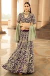 Shop_Jayanti Reddy_Purple Silk Embroidered Lehenga Set _at_Aza_Fashions