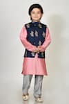 Buy_Arihant Rai Sinha_Blue Handloom Cotton, Silk Embroidery Kurta Set _at_Aza_Fashions