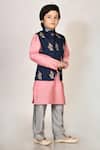 Arihant Rai Sinha_Blue Handloom Cotton, Silk Embroidery Kurta Set _Online_at_Aza_Fashions