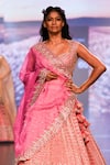 Anushree Reddy_Coral Organza Embroidery Zari Cluster Sweetheart Mumtaz Lehenga Set For Women_Online_at_Aza_Fashions