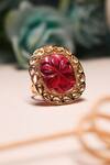Buy_Ishhaara_Red Diamonds, Cut Work Ruby Stone Embellished Ring_Online_at_Aza_Fashions