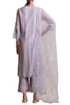 Shop_Sue Mue_Grey Handloom Cotton Mandarin Collar Kurta Palazzo Set _at_Aza_Fashions