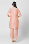 Shop_Oja_Peach 70% Linen Jumpsuit Round Jacket Open Silk With _at_Aza_Fashions