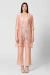 Oja_Peach 70% Linen Jumpsuit Round Jacket Open Silk With _Online_at_Aza_Fashions