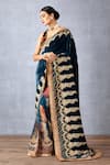 Buy_Torani_Blue Silk Velvet Print And Embroidery Shabnami Debi Makhmal Saree For Women_Online_at_Aza_Fashions
