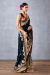 Shop_Torani_Blue Silk Velvet Print And Embroidery Shabnami Debi Makhmal Saree For Women_Online_at_Aza_Fashions