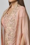 Vara by Vibha n Priti_Pink Chiffon Embroidered Lehenga Set With Organza Cape_at_Aza_Fashions