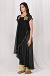 Buy_Naintara Bajaj_Black Kurta Georgette Pant Faux Draped Asymmetric Tunic And Set _Online_at_Aza_Fashions