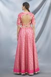 Shop_Neha Khullar_Pink V Neck Brocade Bridal Lehenga Set _at_Aza_Fashions