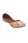 Buy_Imlee Jaipur_Peach Embellished Floral Juttis _Online_at_Aza_Fashions