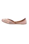 Shop_Imlee Jaipur_Peach Embellished Floral Juttis _Online_at_Aza_Fashions