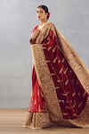 Shop_Torani_Red Silk Velvet And Butterfly Net Embroidery Sindoori Amruta Saree  _Online_at_Aza_Fashions