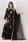 Buy_Khwaab by Sanjana Lakhani_Black Kurta Georgette Sharara Crepe Dupatta Chiffon Layered Set _at_Aza_Fashions