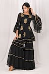 Buy_Khwaab by Sanjana Lakhani_Black Kurta Georgette Sharara Crepe Dupatta Chiffon Layered Set _Online_at_Aza_Fashions