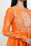 Buy_Sheetal Batra_Orange Georgette, Organza, Chanderi Round Peplum Kurta Set_Online_at_Aza_Fashions