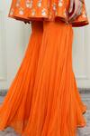 Shop_Sheetal Batra_Orange Georgette, Organza, Chanderi Round Peplum Kurta Set_Online_at_Aza_Fashions