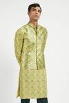 Buy Rabani & Rakha Yellow Kurta Crepe Bundi Dupion Pant Cotton Silk Printed Set Online at Aza Fashions Buy_Rabani & Rakha_Yellow Kurta Crepe Bundi Dupion Pant Cotton Silk Printed Set _Online_at_Aza_Fashions