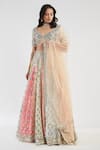 Buy_Abhinav Mishra_Multi Color Blouse Andlehenga Raw Silk Dupatta Mirror Embellished Bridal Set _Online_at_Aza_Fashions