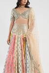 Abhinav Mishra_Multi Color Blouse Andlehenga Raw Silk Dupatta Mirror Embellished Bridal Set _at_Aza_Fashions