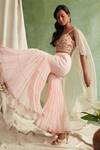 Buy Priyanka Jain Pink Blouse Chanderi Sharara Georgette, Cape Organza V Neck And Set Online at Aza Fashions Buy_Priyanka Jain_Pink Blouse Chanderi Sharara Georgette, Cape Organza V Neck And Set _Online_at_Aza_Fashions