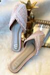 Modanta Footwear_Peach Pearl Embroidered Mules _Online_at_Aza_Fashions