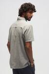 Shop_Terra Luna_Grey 100% Linen Plain Terra Luna Rugby T-shirt _at_Aza_Fashions