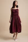 Buy_Kanelle_Maroon Silk Slip Dress_Online_at_Aza_Fashions