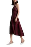 Kanelle_Maroon Silk Slip Dress_Online_at_Aza_Fashions