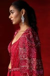 Buy_Miku Kumar_Red Georgette Embroidered Cut Dana And Thread Work Pre-draped Saree Set  _Online_at_Aza_Fashions