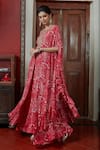 Shop_Arpita Mehta_Red Georgette And Embroidery Garden & Mirror Long Cape & Pant Set _at_Aza_Fashions