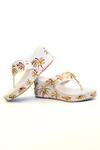 Shiveen Shiveen_Cream Hand Painted Abstract Palm Tree Wedges_Online_at_Aza_Fashions