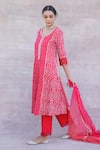 Buy_Label Mansi Nagdev_Red Chanderi Silk Printed Bandhani Round Azal A-line Kurta Set _Online_at_Aza_Fashions