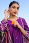 Buy_Label Mansi Nagdev_Purple Chanderi Silk Embroidery Zari Notched Amirah Kurta Set 