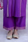 Buy_Label Mansi Nagdev_Purple Chanderi Silk Embroidery Zari Notched Amirah Kurta Set _Online_at_Aza_Fashions