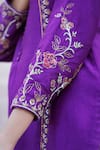 Label Mansi Nagdev_Purple Chanderi Silk Embroidery Zari Notched Amirah Kurta Set _at_Aza_Fashions