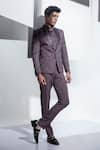 Ankur J_Purple Moss Crepe Ash Tuxedo And Shirt Set _Online_at_Aza_Fashions