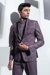 Ankur J_Purple Moss Crepe Ash Tuxedo And Shirt Set _at_Aza_Fashions