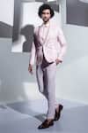 Shop_Ankur J_Pink Moss Crepe Rose Tuxedo And Shirt Set _at_Aza_Fashions