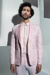 Shop_Ankur J_Pink Moss Crepe Rose Tuxedo And Shirt Set _Online_at_Aza_Fashions