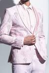 Ankur J_Pink Moss Crepe Rose Tuxedo And Shirt Set _at_Aza_Fashions