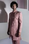 Ankur J_Pink Moss Crepe Embroidered Bandhgala And Pant Set _at_Aza_Fashions